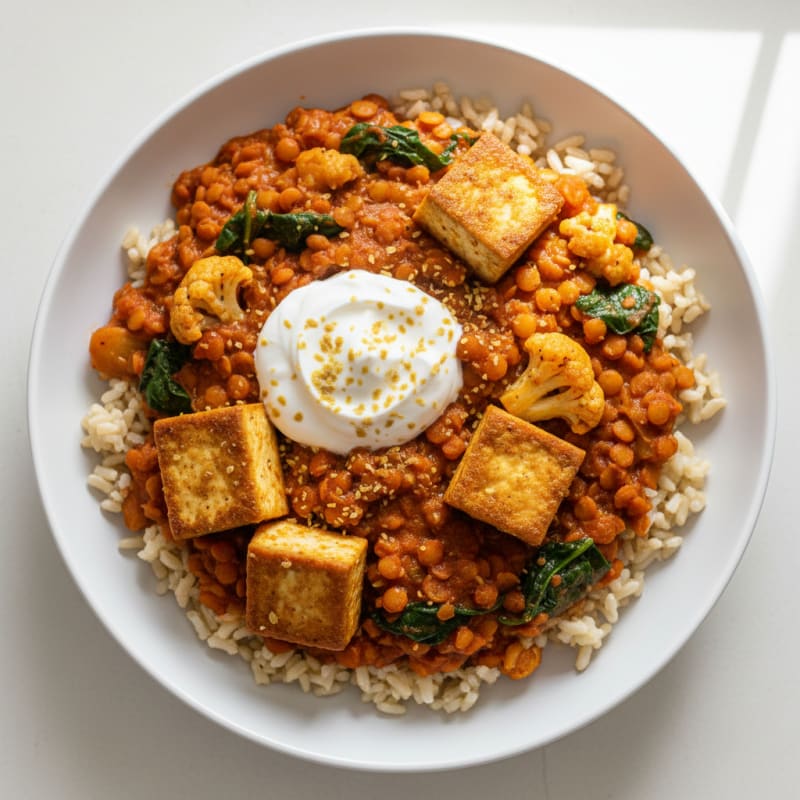 Lentil and Vegetable Curry with Brown Rice