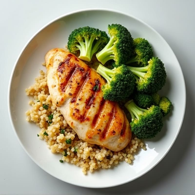 Grilled Chicken Breast with Roasted Broccoli and Quinoa
