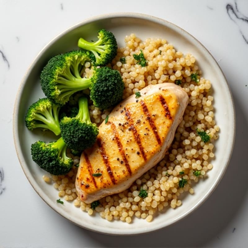 Grilled Lemon-Garlic Chicken Breast with Roasted Broccoli