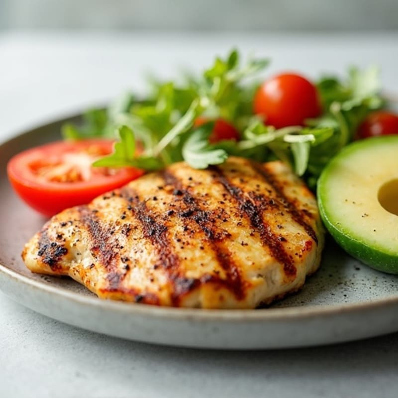 Grilled Chicken Breast with Crisp Cucumber Tomato Salad
