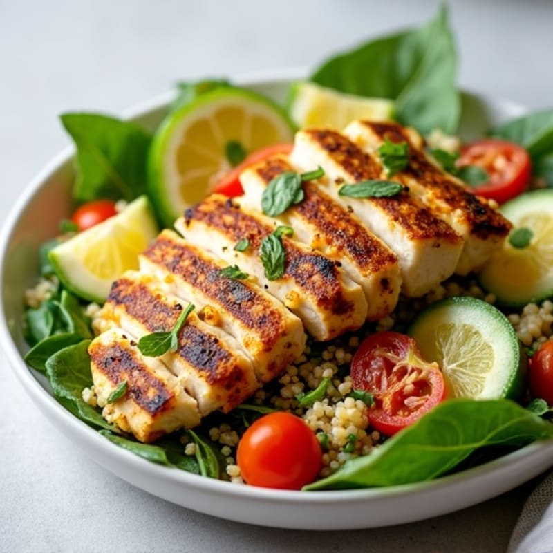 Grilled Chicken and Quinoa Salad with Crunchy Vegetables