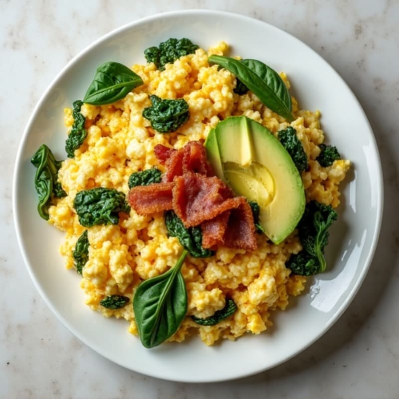 Egg White Spinach Scramble with Turkey Bacon