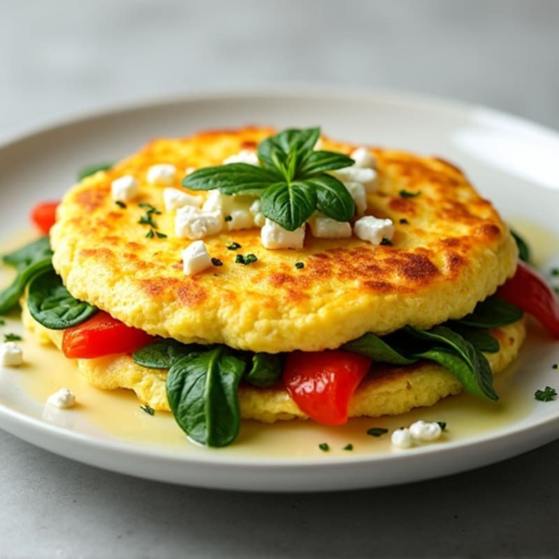 Fluffy Spinach Feta Egg White Omelette