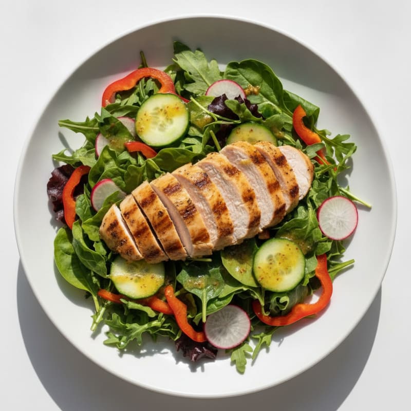 Grilled Turkey Breast Salad with Crunchy Vegetables