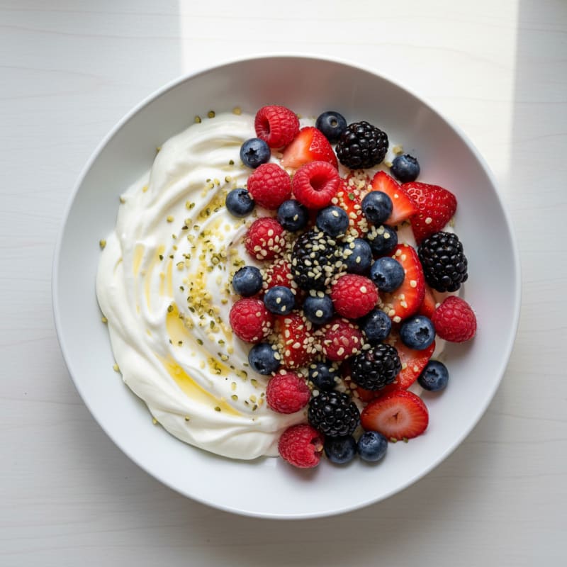 Silky Greek Yogurt Protein Bowl with Mixed Berries