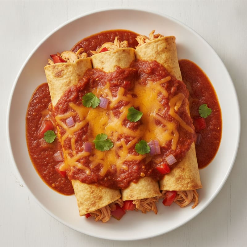 Chicken Enchiladas with Red Chili Sauce