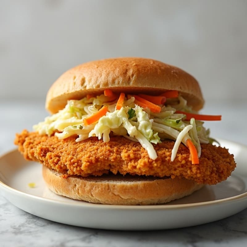 Crispy Baked Chicken Breast Sandwich with Fresh Slaw