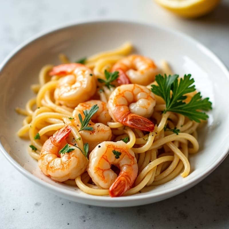 Silky Lemon Garlic Shrimp Pasta