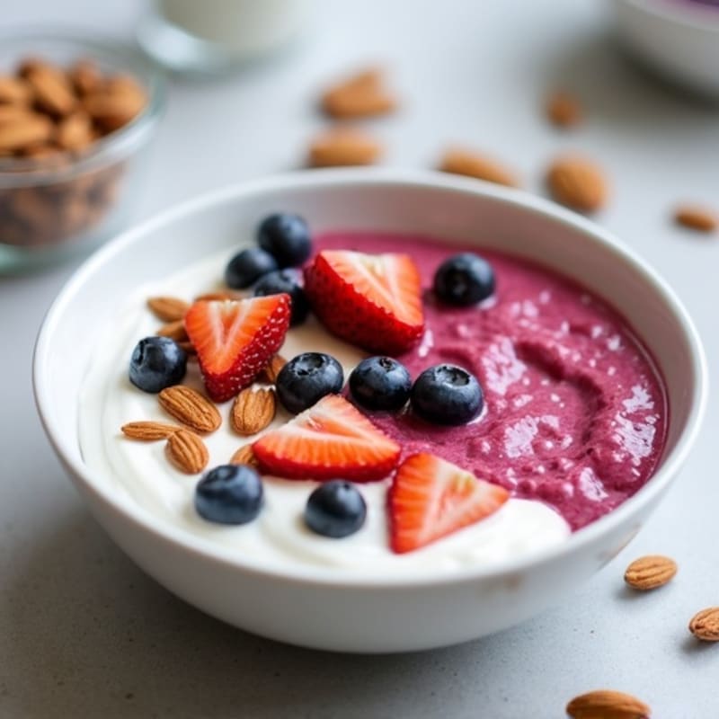 Creamy Greek Yogurt with Fresh Berries and Crunchy Almonds
