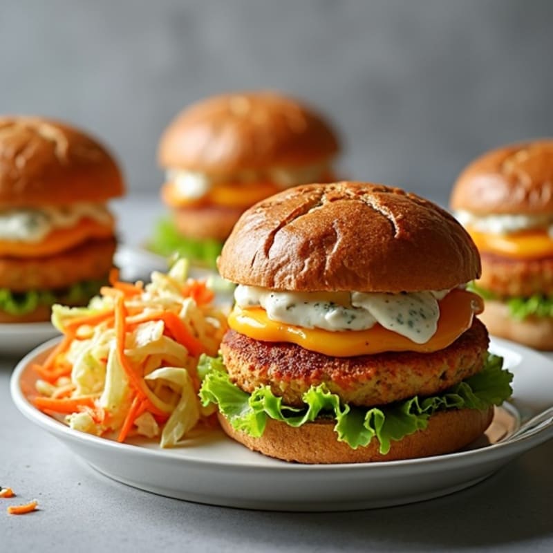 Spicy Buffalo Turkey Burgers with Creamy Blue Cheese Slaw