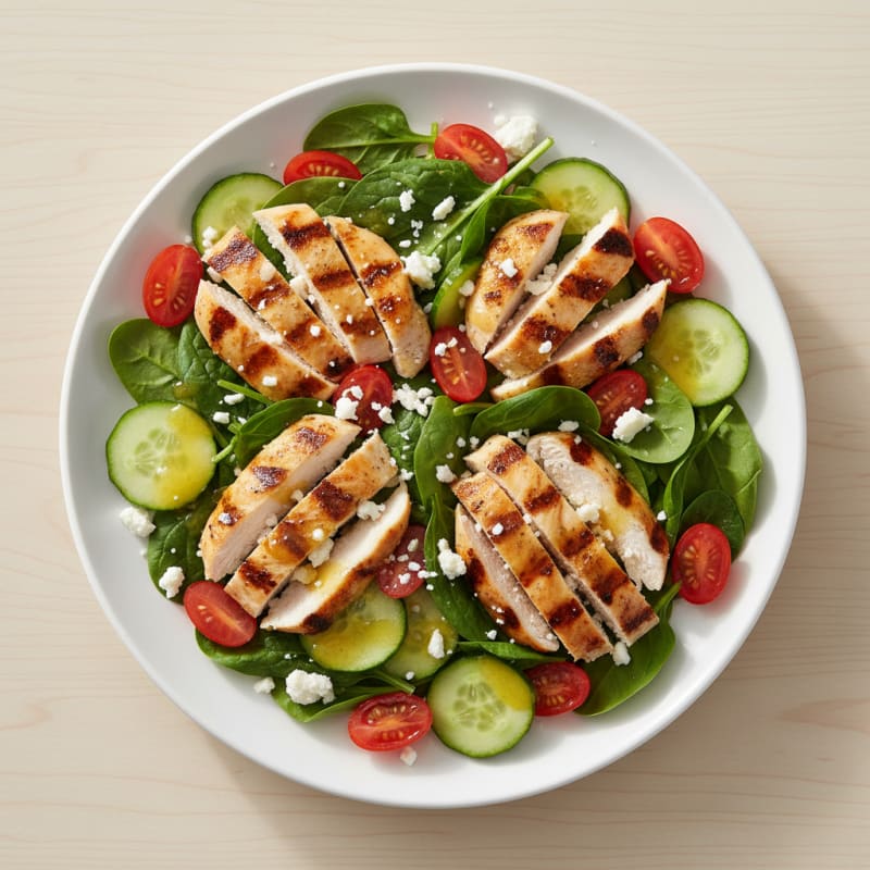 Grilled Chicken and Spinach Salad with Lemon Vinaigrette