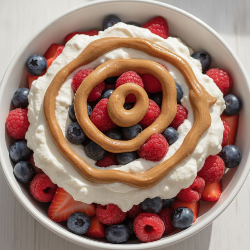 Greek Yogurt Protein Parfait with Mixed Berries and Almond Butter