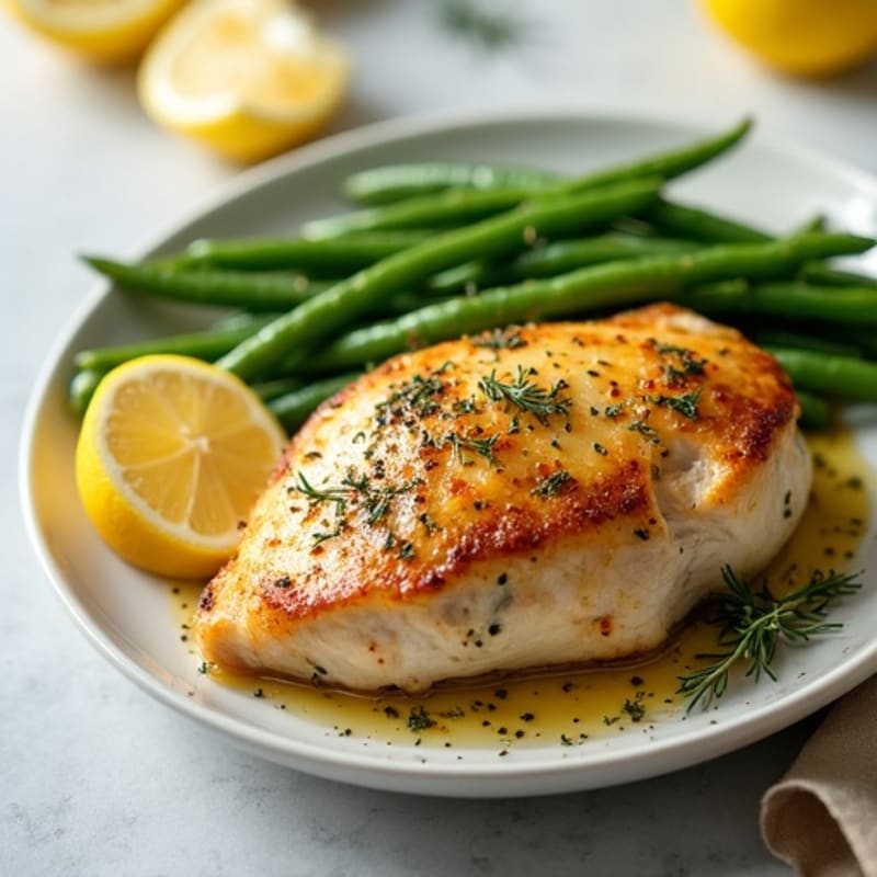 Lemon-Herb Roasted Chicken with Crispy Green Beans