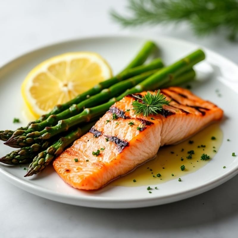 Lemon Herb Grilled Salmon with Roasted Asparagus