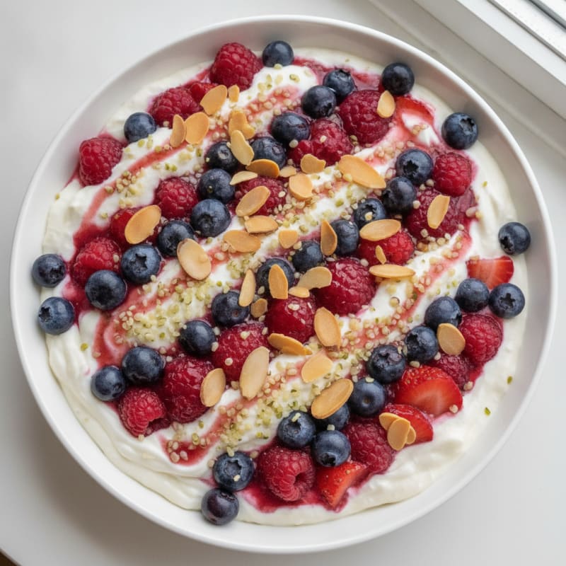 Greek Yogurt Protein Parfait with Mixed Berries