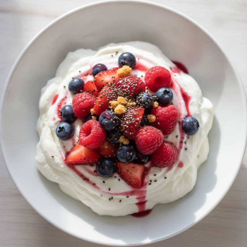 Silky Greek Yogurt Protein Mousse with Mixed Berries