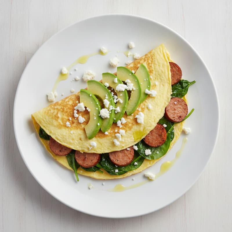 Egg White Spinach Omelette with Turkey Sausage