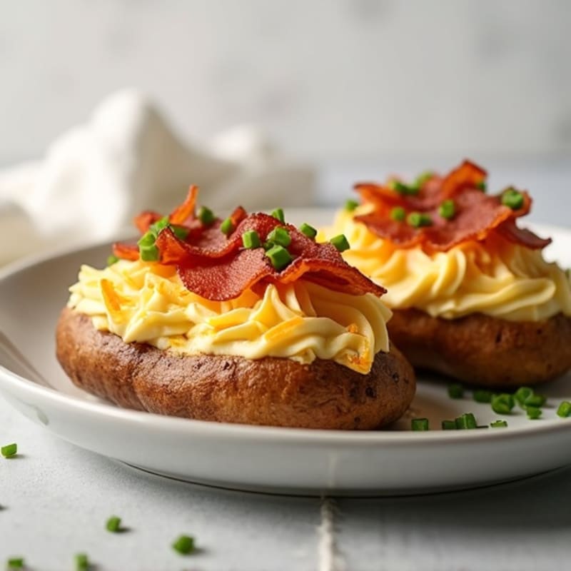 Twice Baked Potatoes with Crispy Turkey Bacon and Creamy Greek Yogurt