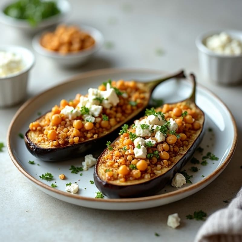 Herb-Roasted Quinoa Stuffed Eggplant