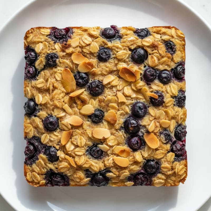 High-Protein Blueberry Almond Oatmeal Bake