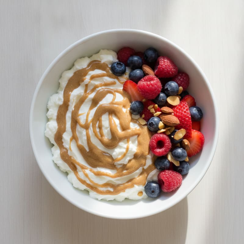 Greek Yogurt Protein Bowl with Mixed Berries and Almond Butter