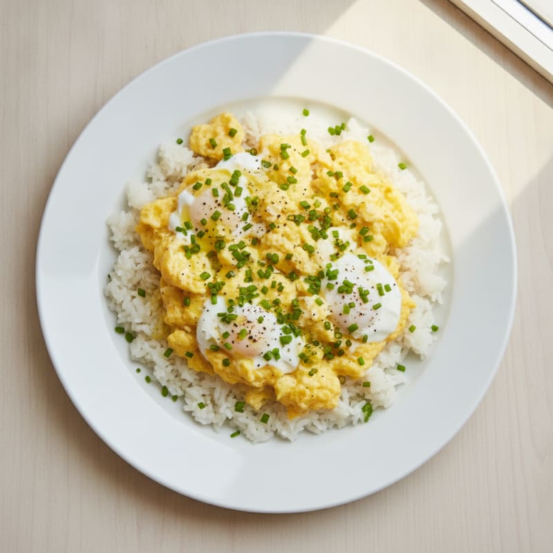 Greek Yogurt Scrambled Eggs with Rice