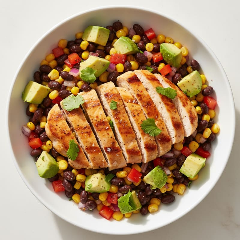 Smoky Black Bean and Corn Salsa Chicken Bowl