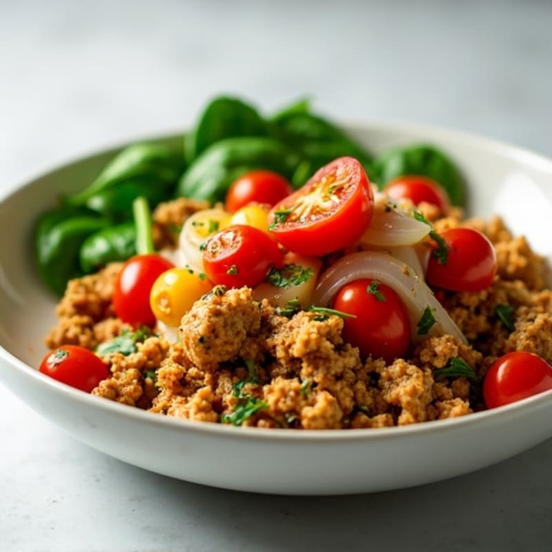 Lean Ground Turkey Skillet with Fresh Tomatoes and Sautéed Onions