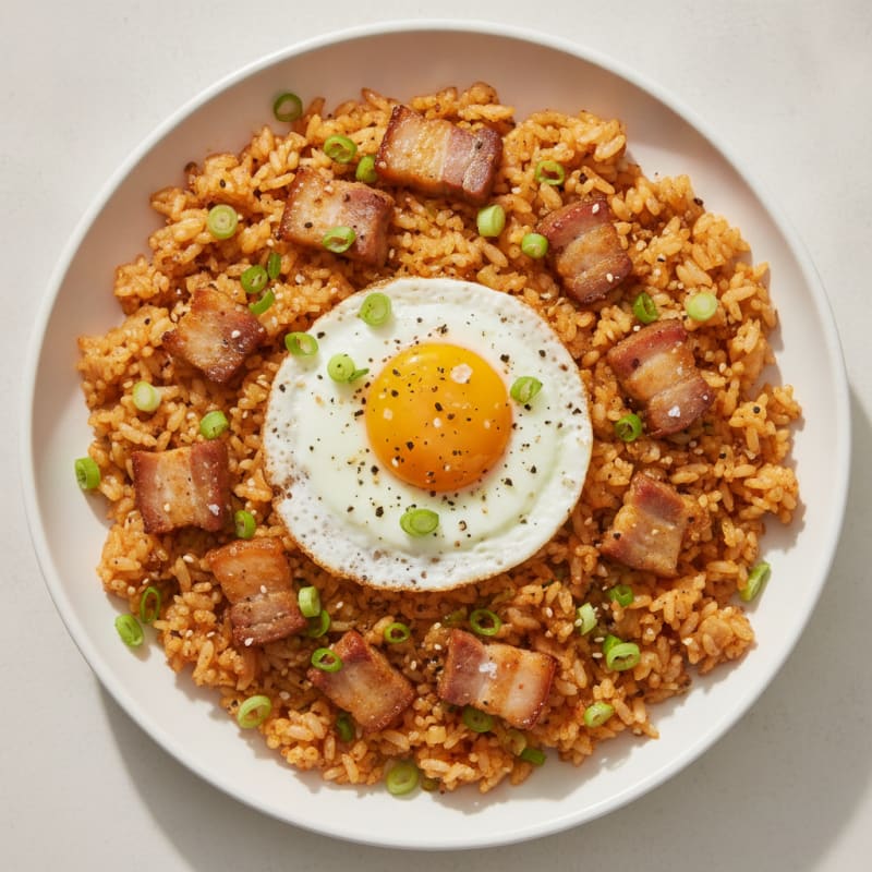 Kimchi Fried Rice with Pork Belly