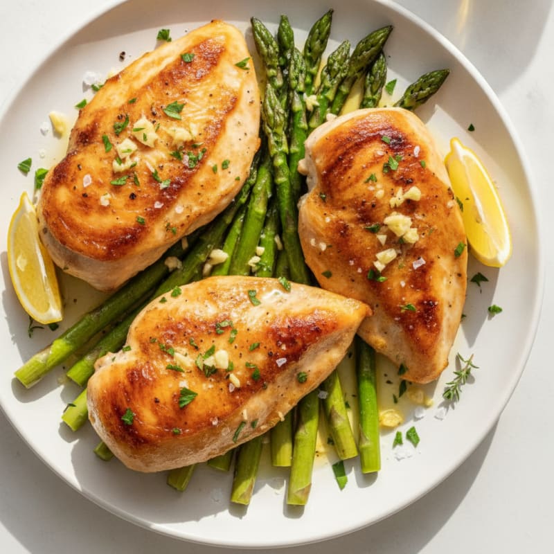 Garlic Herb Roasted Chicken and Asparagus