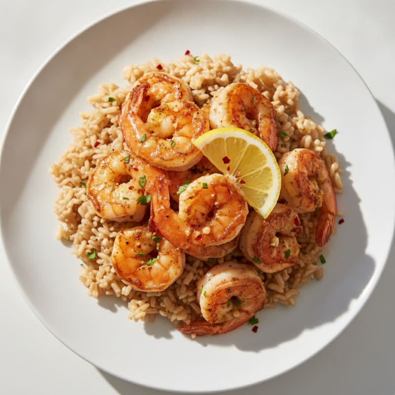 Seared Garlic Shrimp with Brown Rice