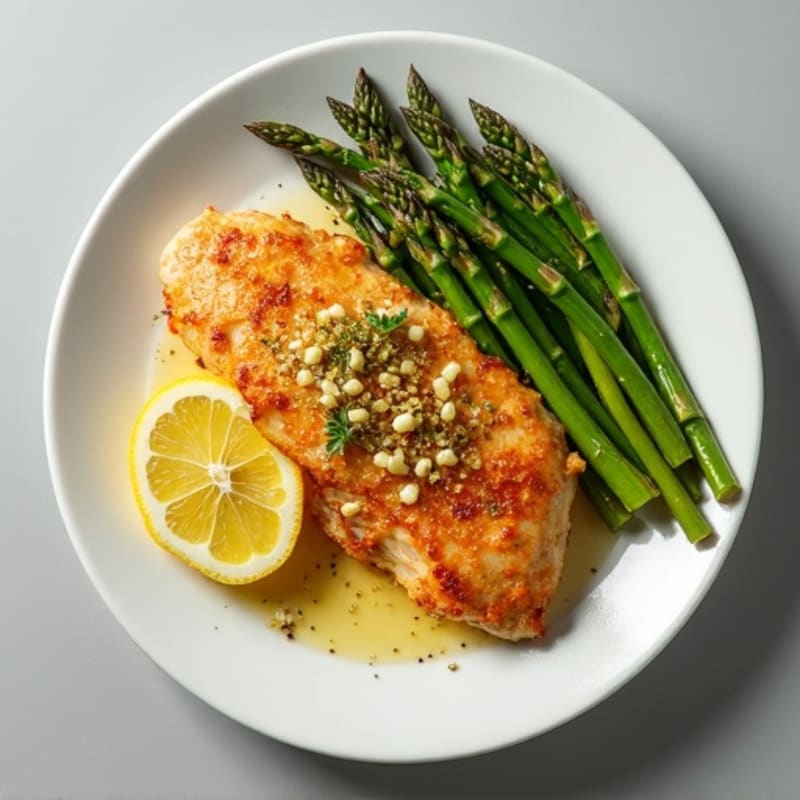 Crispy Lemon-Garlic Chicken with Roasted Asparagus