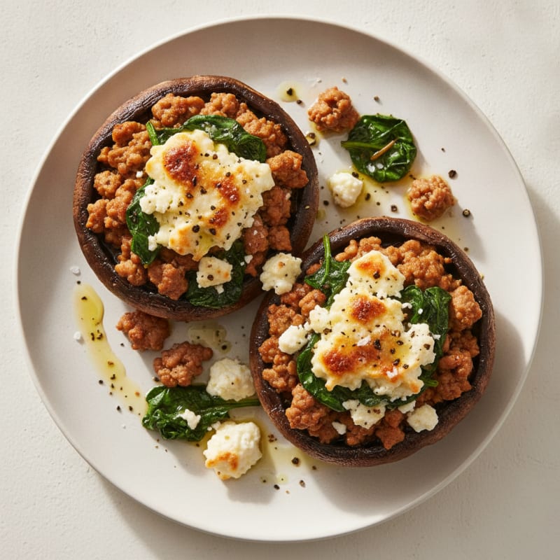 Herb & Cheese Stuffed Portobello Mushrooms