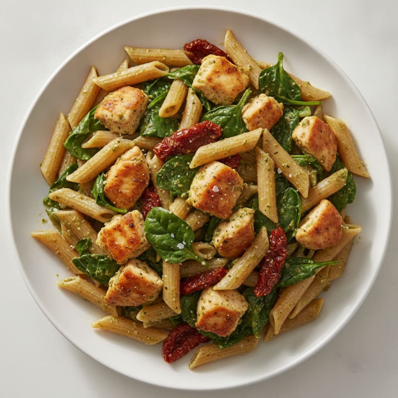 Pesto Chicken Pasta with Sun-Dried Tomatoes