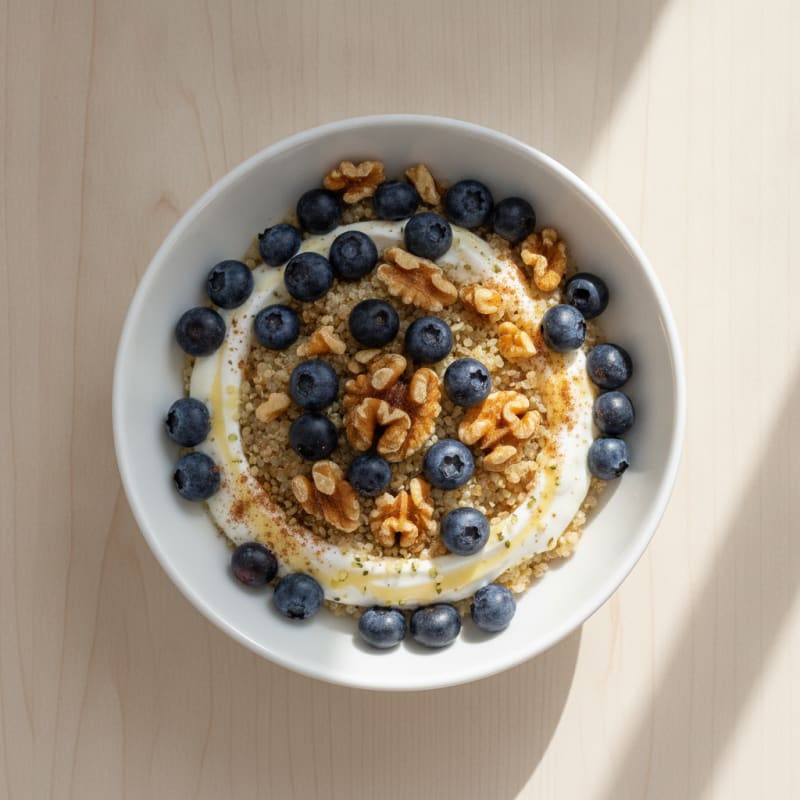 Berry Quinoa Breakfast Bowl with Toasted Nuts