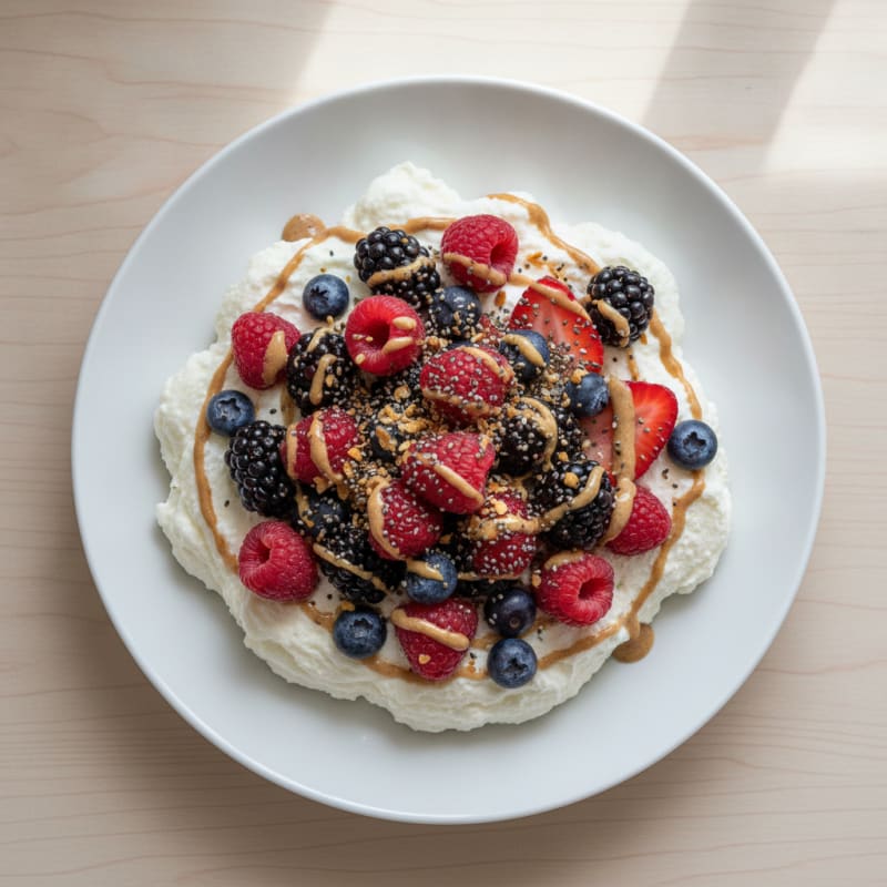 Greek Yogurt Protein Mousse with Mixed Berries