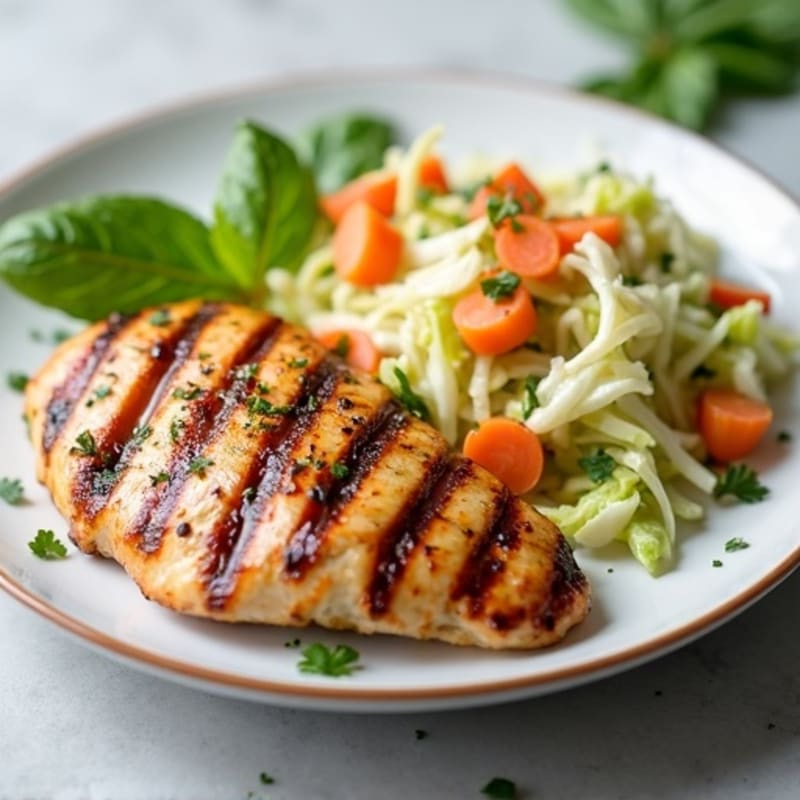 Grilled Chicken Breast with Crunchy Cabbage Slaw