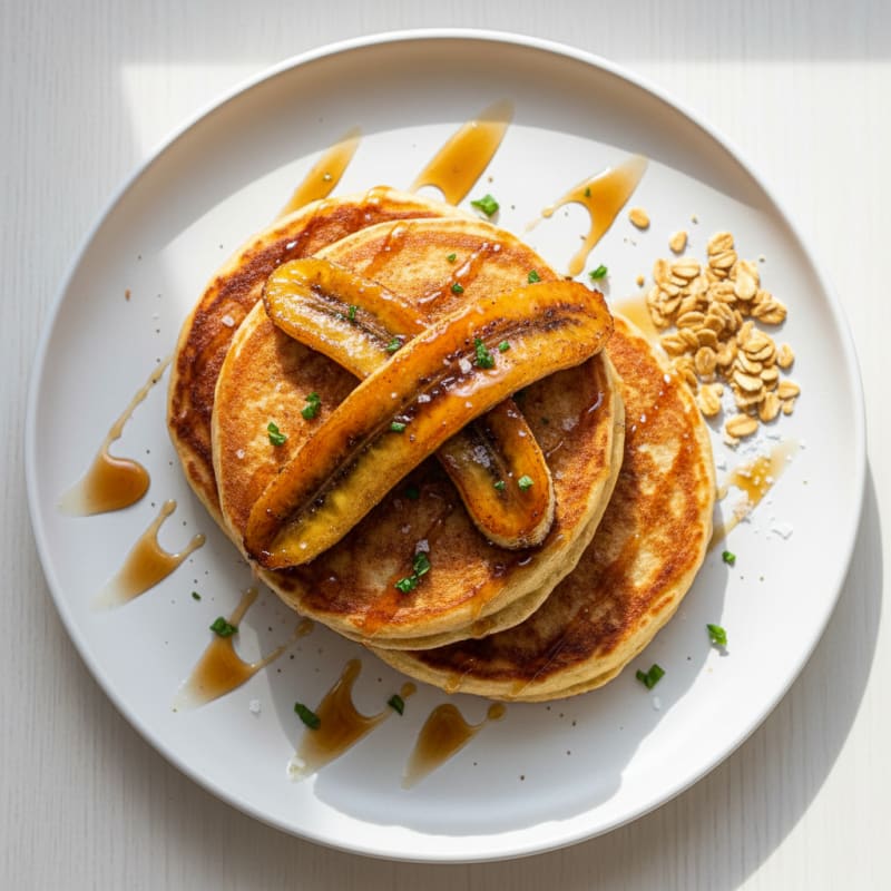 Golden Caramelized Banana Pancakes