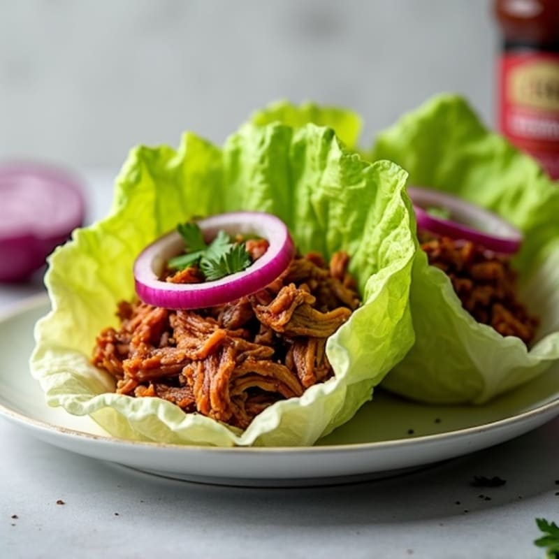 Tender Slow Cooker BBQ Pulled Pork Crispy Lettuce Wraps