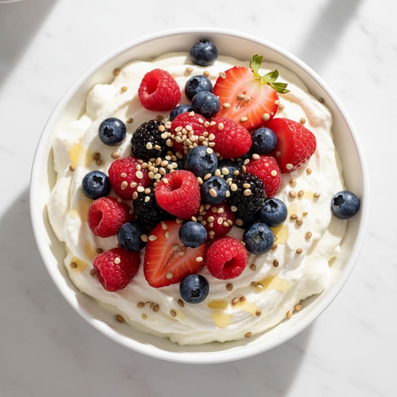 Greek Yogurt Protein Mousse with Mixed Berries