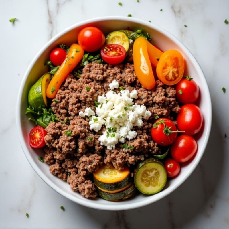 Savory Ground Beef and Roasted Vegetable Bowl