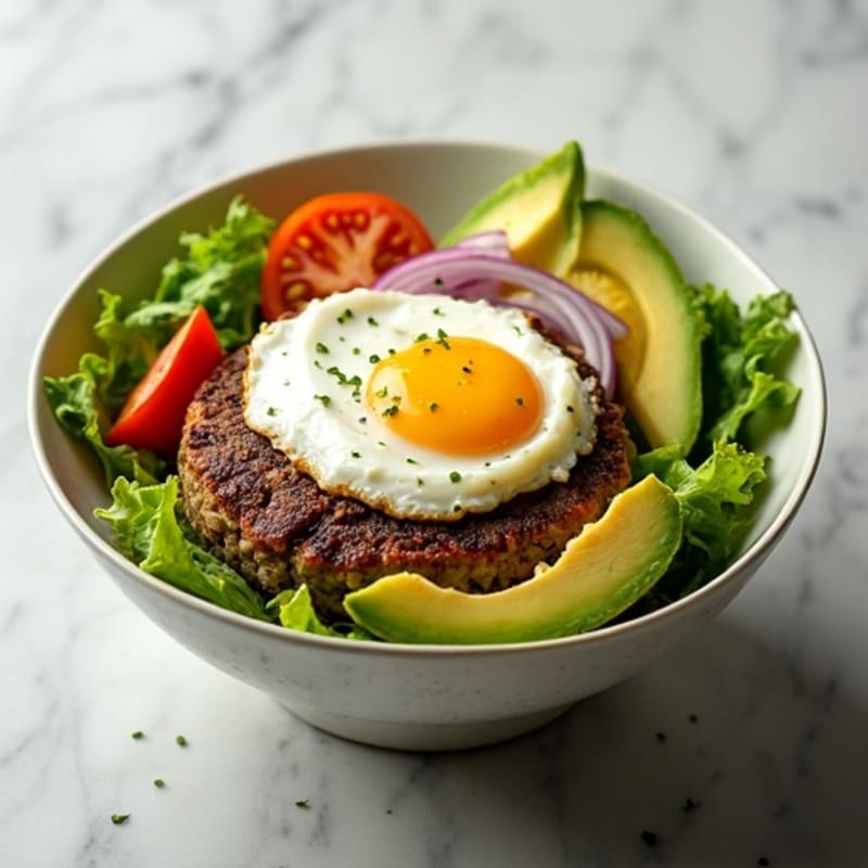 Lean Ground Beef Burger Bowl with Crisp Lettuce and Tangy Creamy Dressing