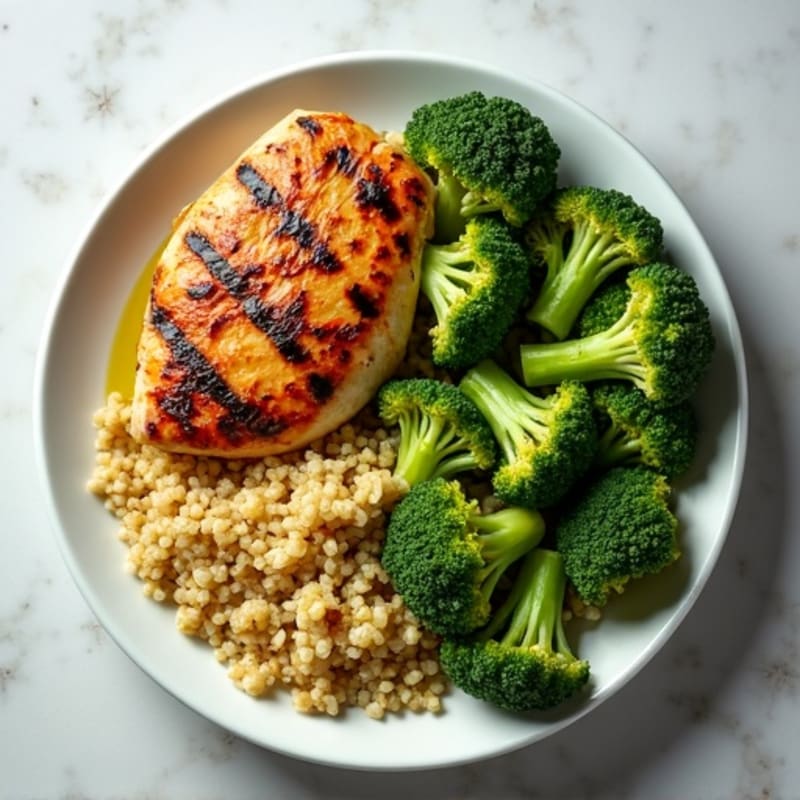 Grilled Chicken Breast with Roasted Broccoli and Quinoa