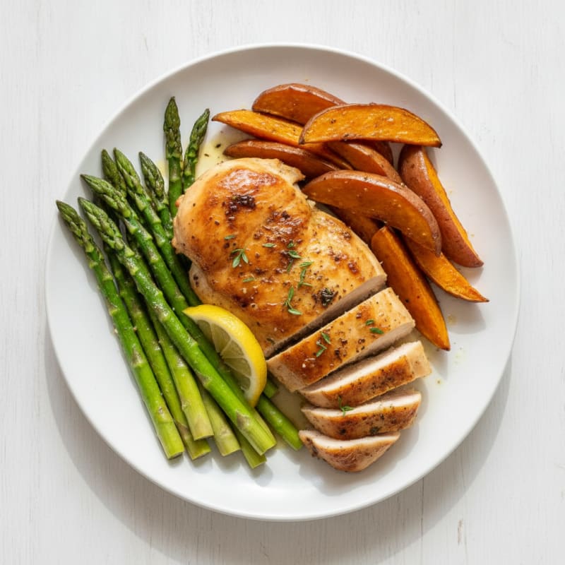 Lemon Herb Roasted Chicken with Asparagus