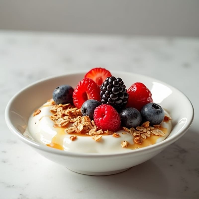 Silky Protein Yogurt with Fresh Berries and Chopped Dates