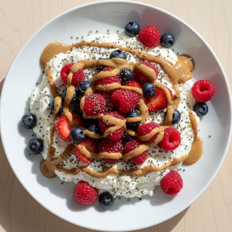 Greek Yogurt Protein Mousse with Mixed Berries