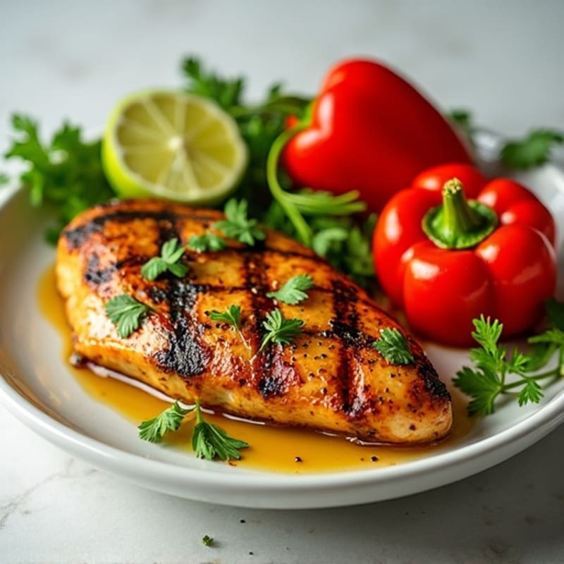 Lime-Cilantro Grilled Chicken with Roasted Peppers