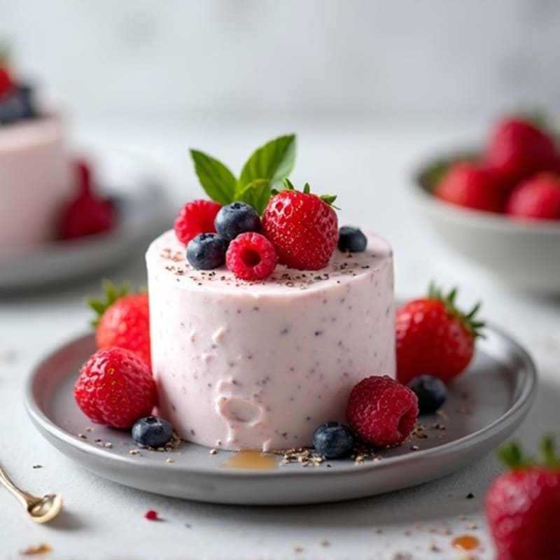 Greek Yogurt Protein Mousse with Mixed Berries