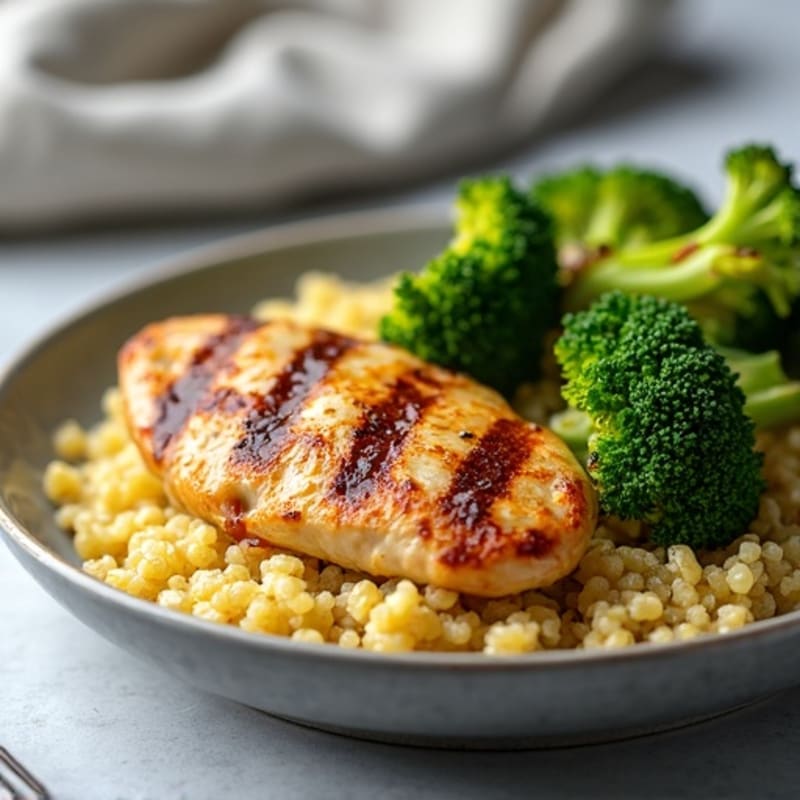 Grilled Chicken Breast with Roasted Broccoli and Quinoa