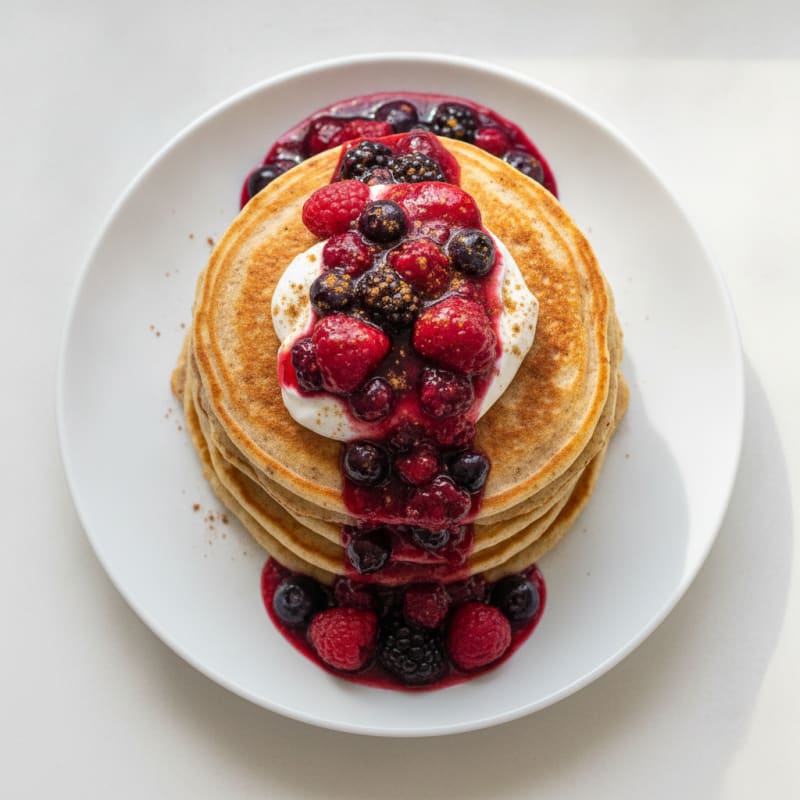 Fluffy Buttermilk Pancakes with Berry Compote